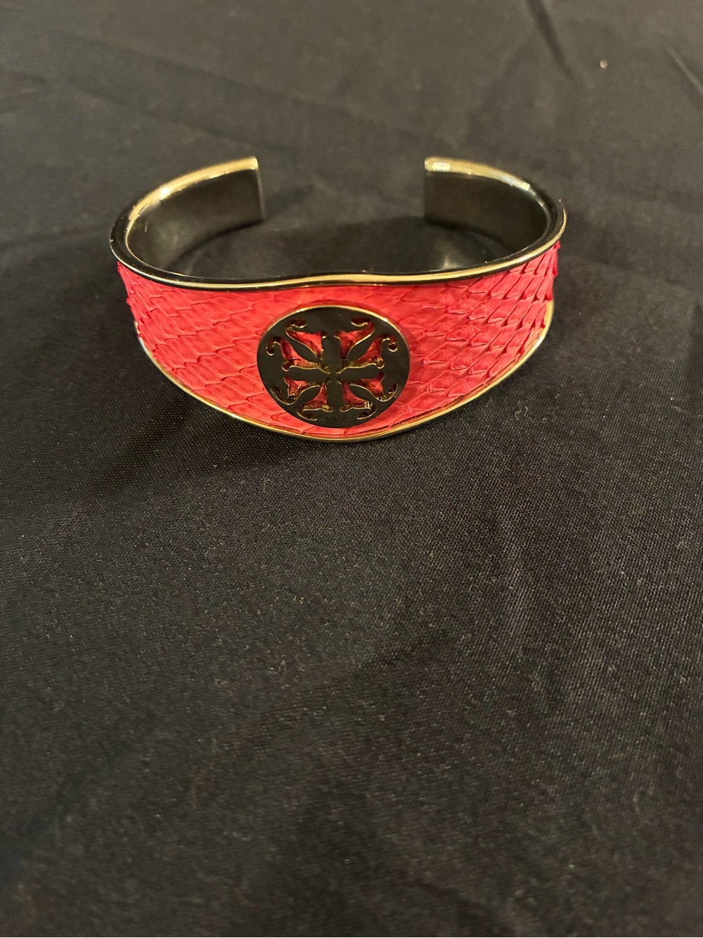 Rustic Cuff Red Braided Cuff Bracelet with silver Medallion